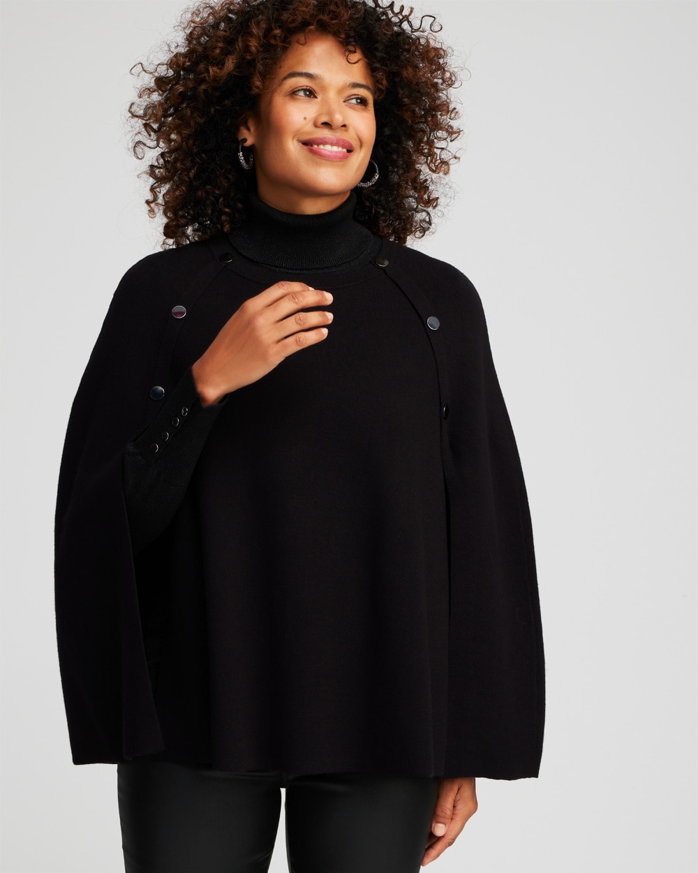 Chico's Scarves | Knit Sweater Cape Black