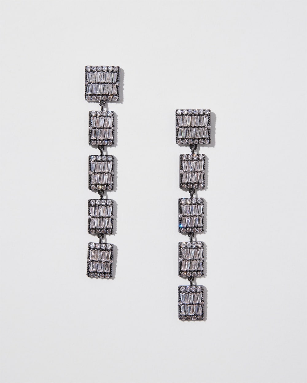 Chico's | Cubic Zirconia Linear Duster Earrings Silver