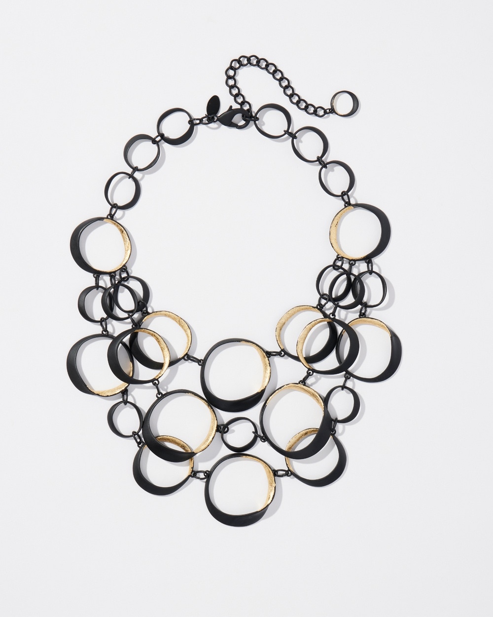 Chico's | Matte Black Gold Tone Bib Necklace Black/Gold