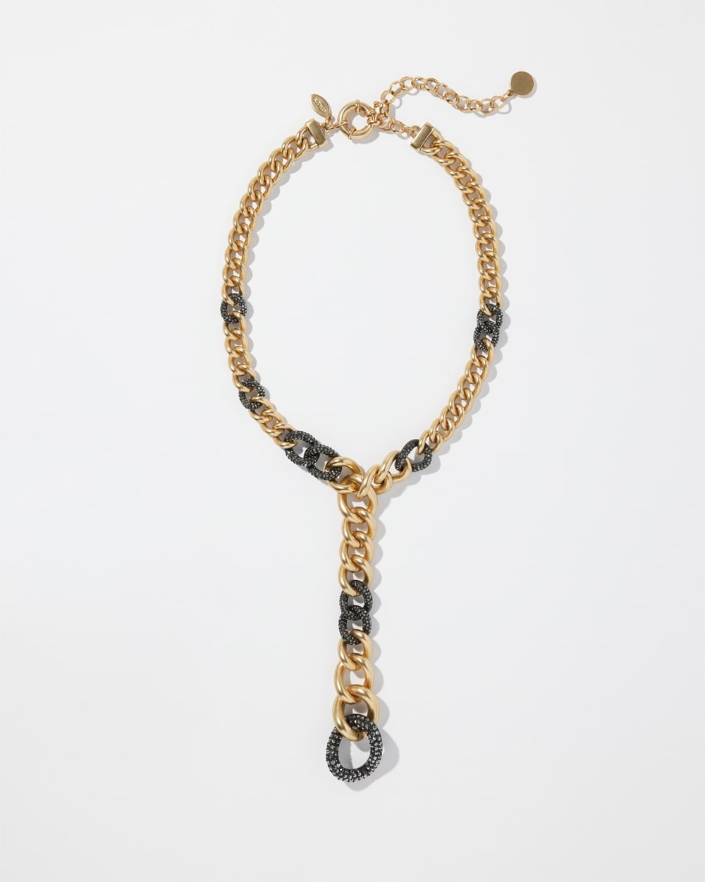 Chico's | Gold Tone Pavu00E9 Y-necklace Black/Gold