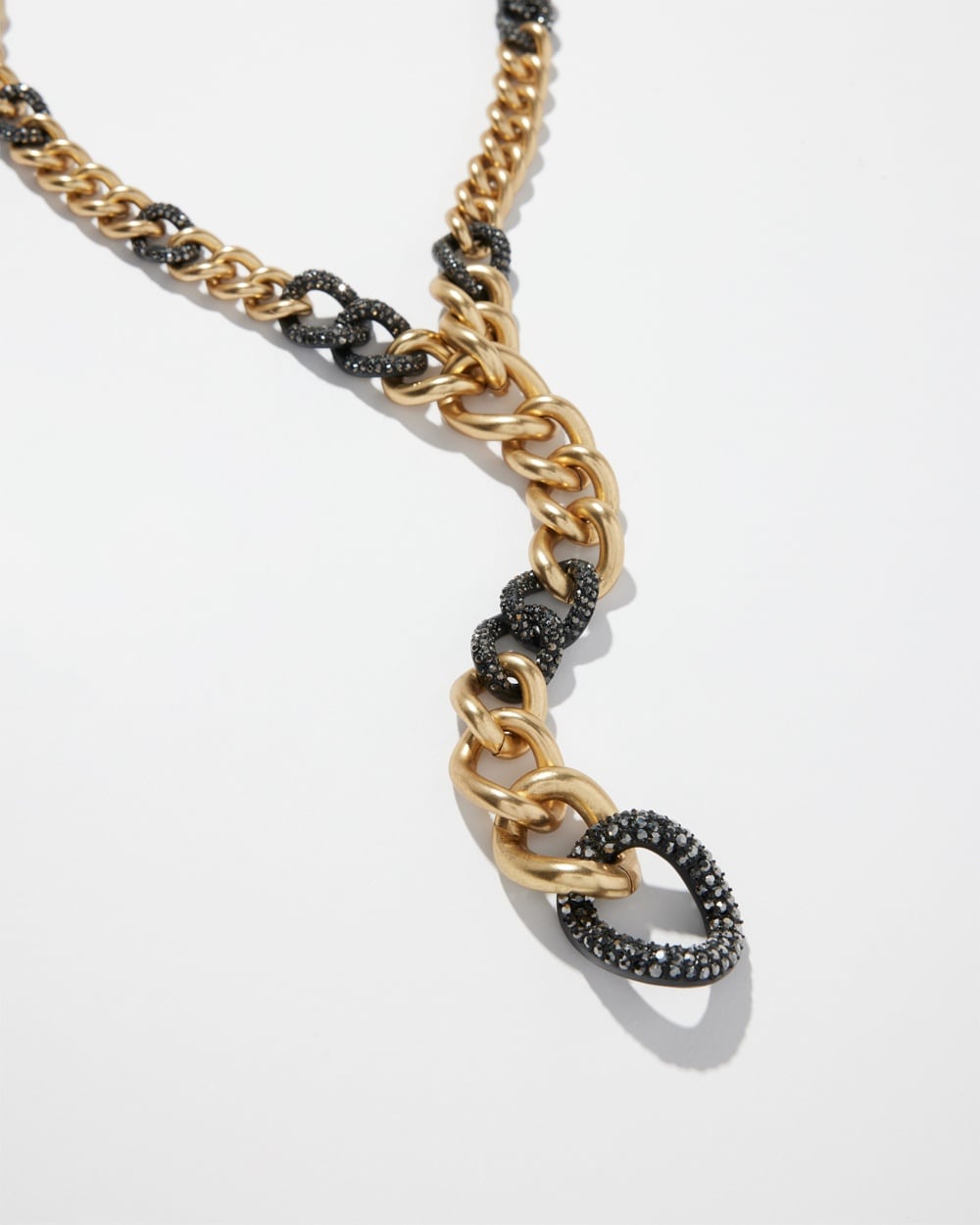 Chico's | Gold Tone Pavu00E9 Y-necklace Black/Gold