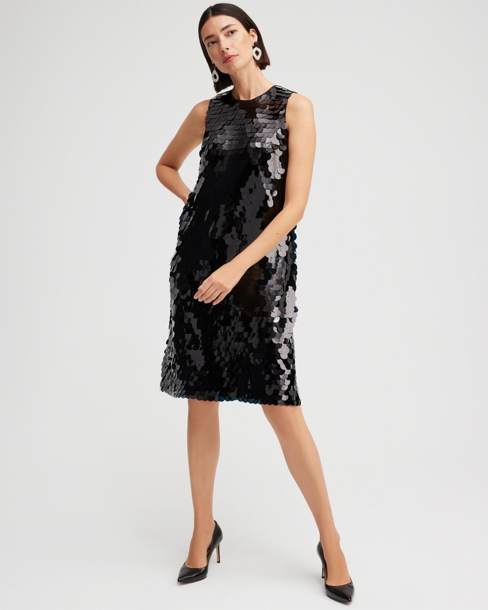 Chico's Dresses & Skirts | Sleeveless Sequin Dress Black