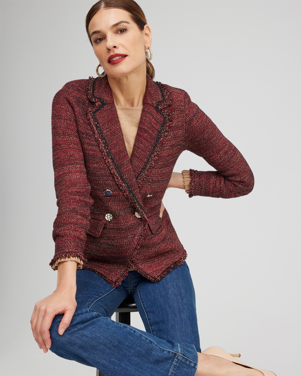 Chico's Best Sellers | Tweed Lurex Cardigan Sweater Wild Poppy