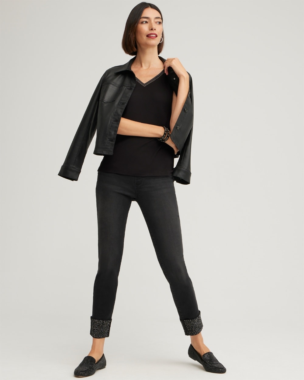 Chico's Tops | Touch of Cool Satin Trim Tank Black