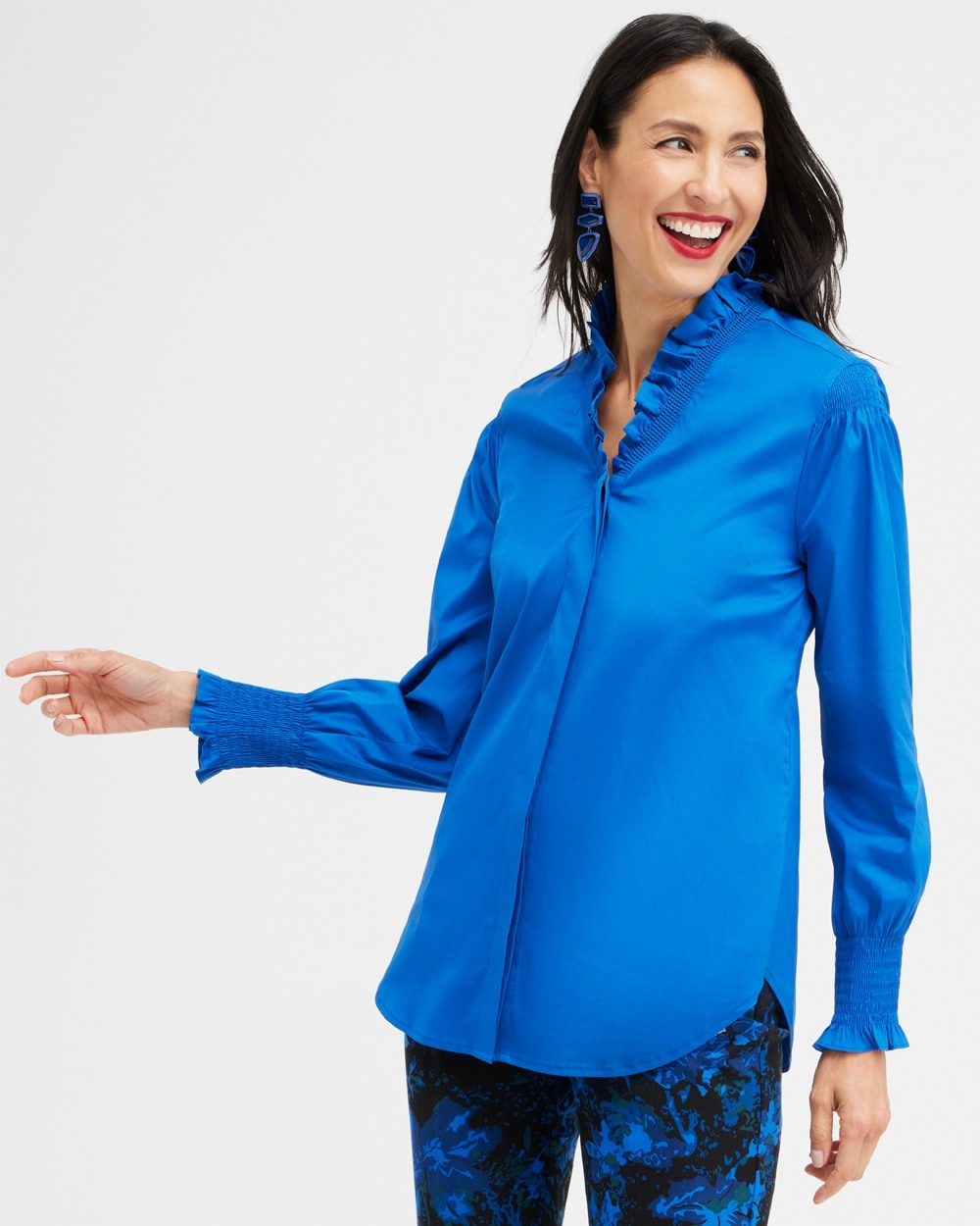 Chico's Best Sellers | Ruffle Detail Shirt Cosmic Cobalt