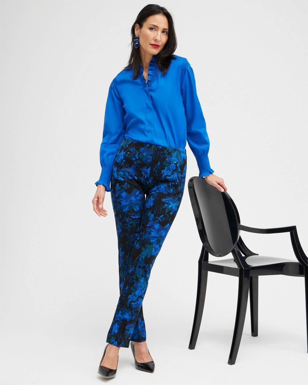 Chico's Best Sellers | Ruffle Detail Shirt Cosmic Cobalt