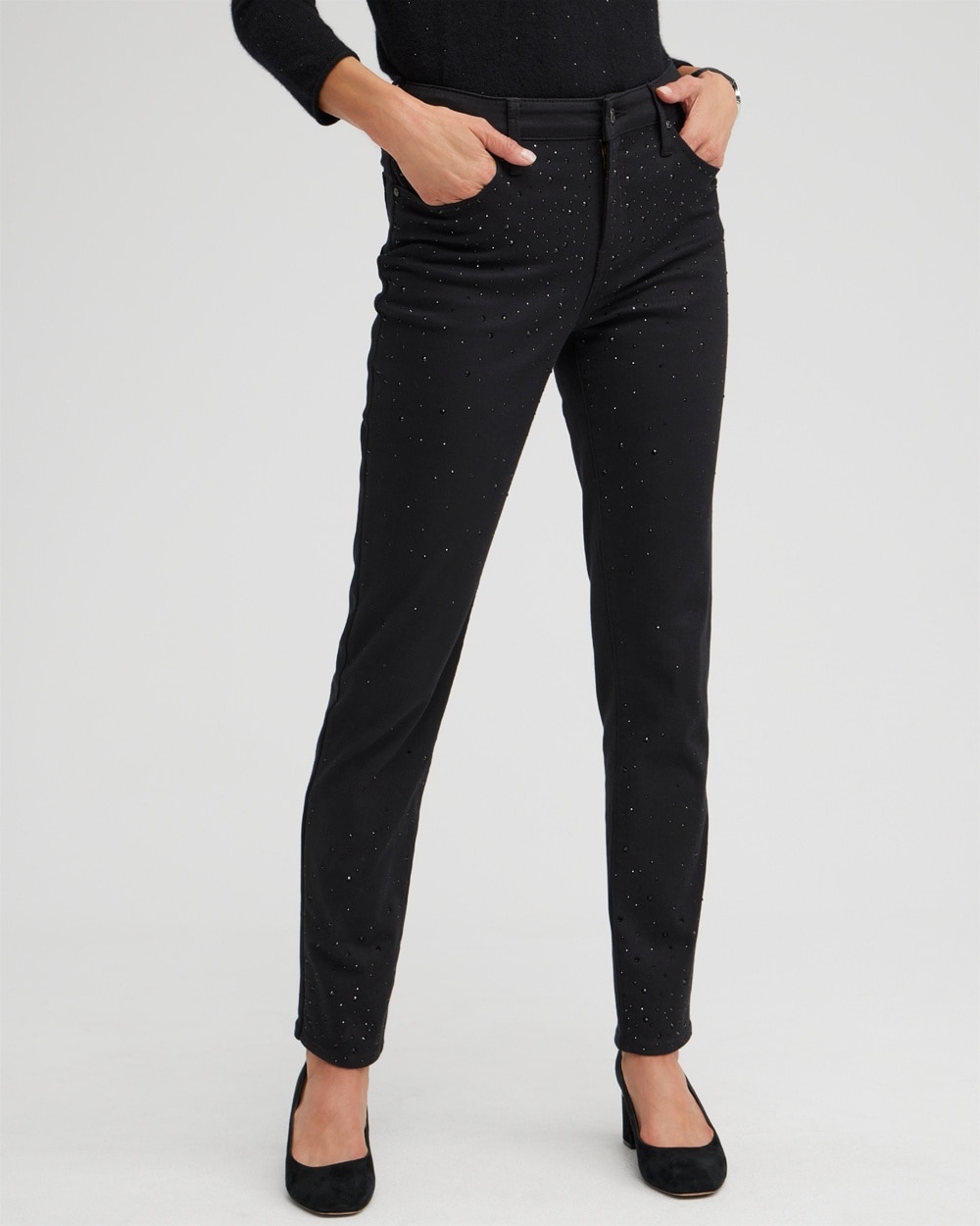 Chico's Jeans & Denim | Girlfriend Scattered Stone Ankle Jeans Black