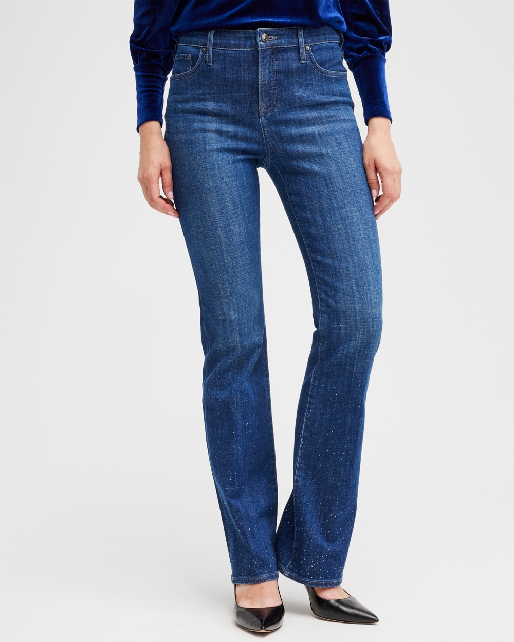 Chico's Jeans & Denim | Girlfriend Scattered Stone Flares Marina Bay Indigo