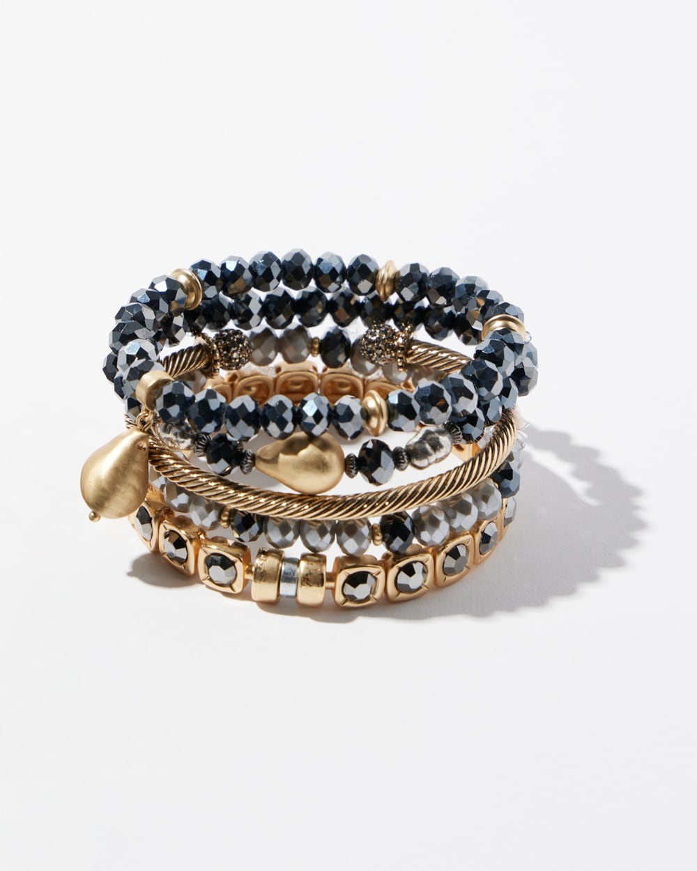 Chico's | Gold Dangle Stretch Bracelet Hematite