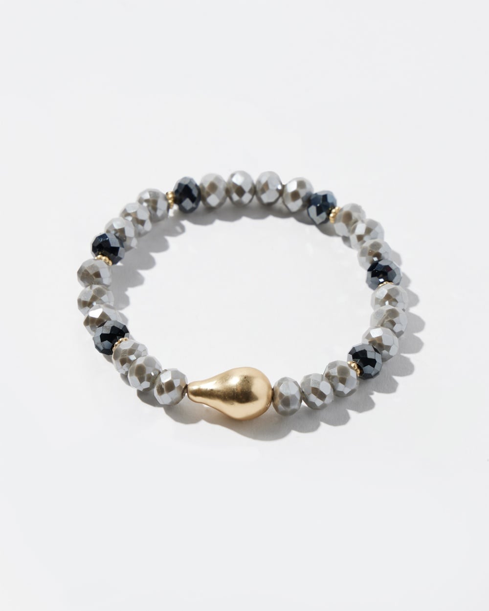 Chico's | Shiny & Grey Stretch Bracelet Black