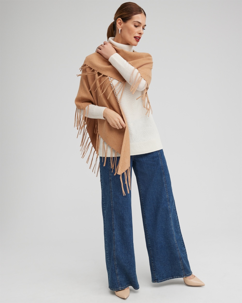 Chico's Scarves | Knit Triangle Wrap Camel