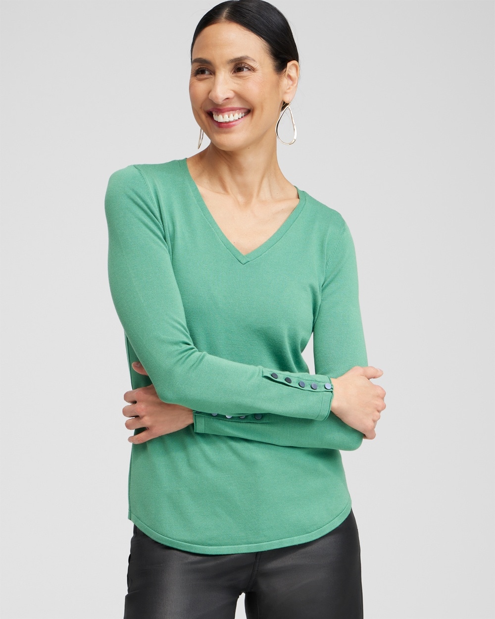 Chico's Sweaters | Spun Rayon V-neck Pullover Sweater Twisted Ivy