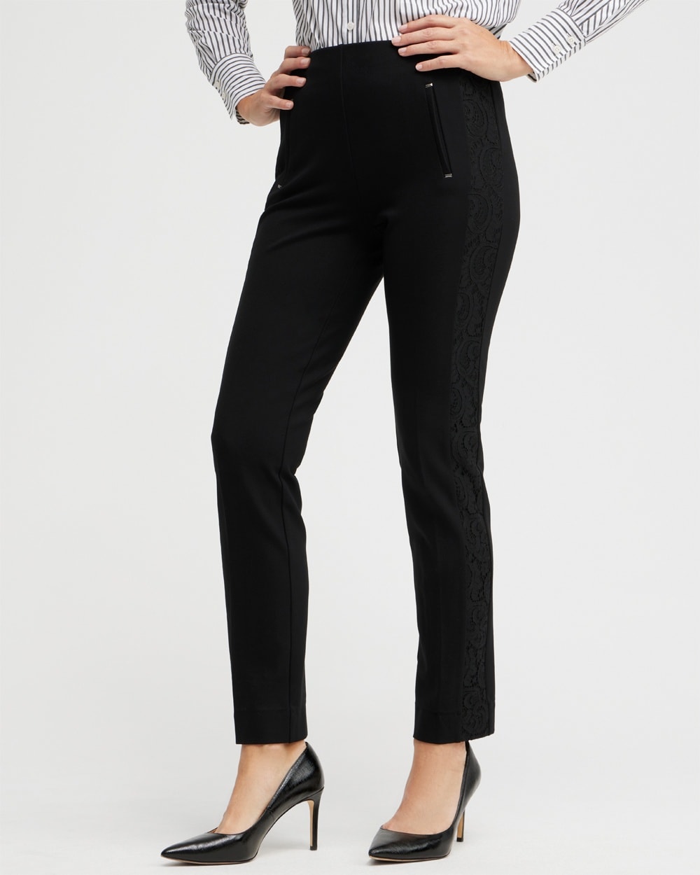 Chico's Pants | Juliet Lace Seam Ankle Pants Black