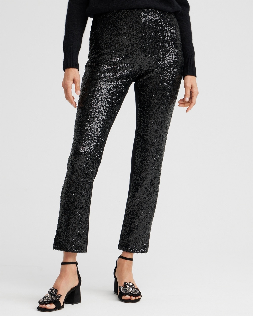 Chico's Pants | Juliet Sequin Front Ankle Pants Black