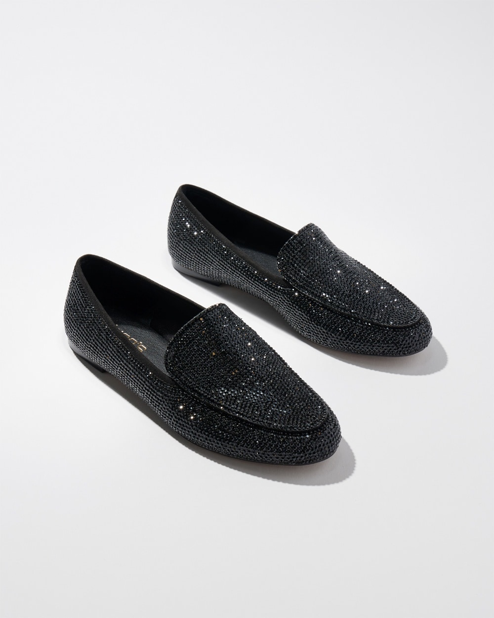 Chico's Necklaces | Suede Trim Rhinestone Loafers Black