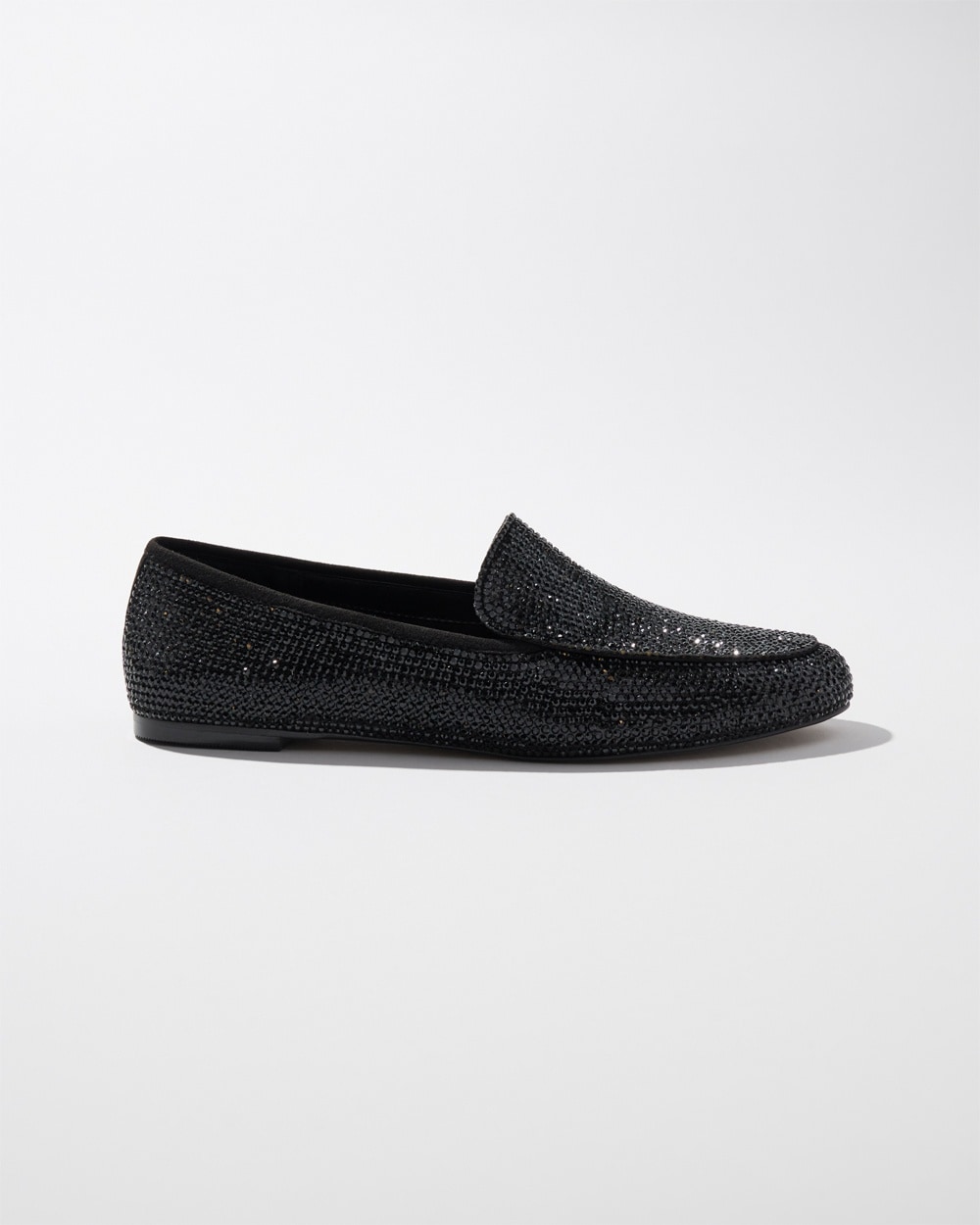 Chico's Necklaces | Suede Trim Rhinestone Loafers Black