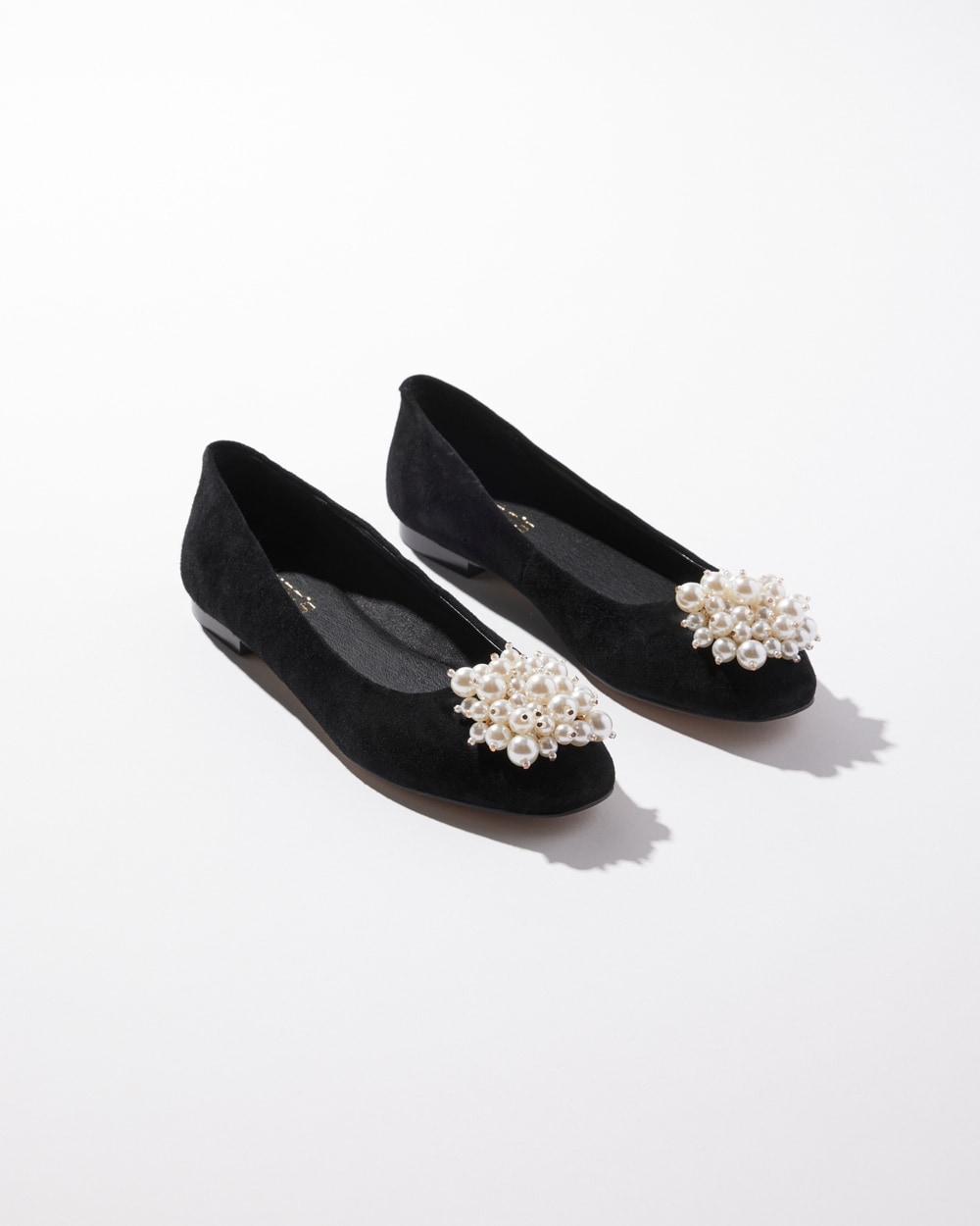 Chico's Best Sellers | Suede Faux Pearl Flats Black