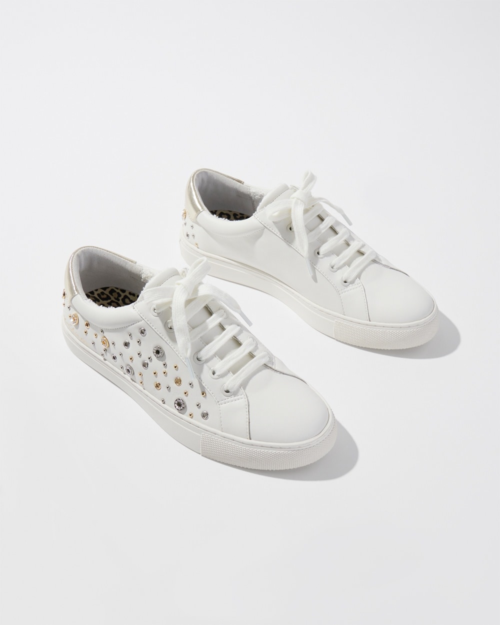 Chico's Ponchos & Ruanas | Leather Studded Sneakers Optic White