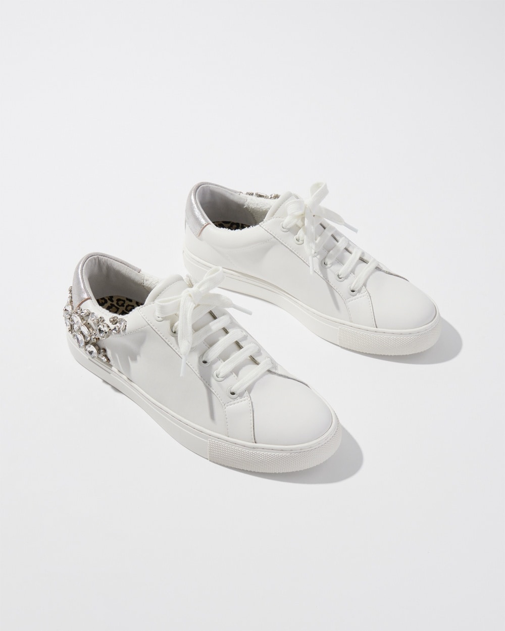 Chico's Best Sellers | Leather Embellished Sneakers Optic White