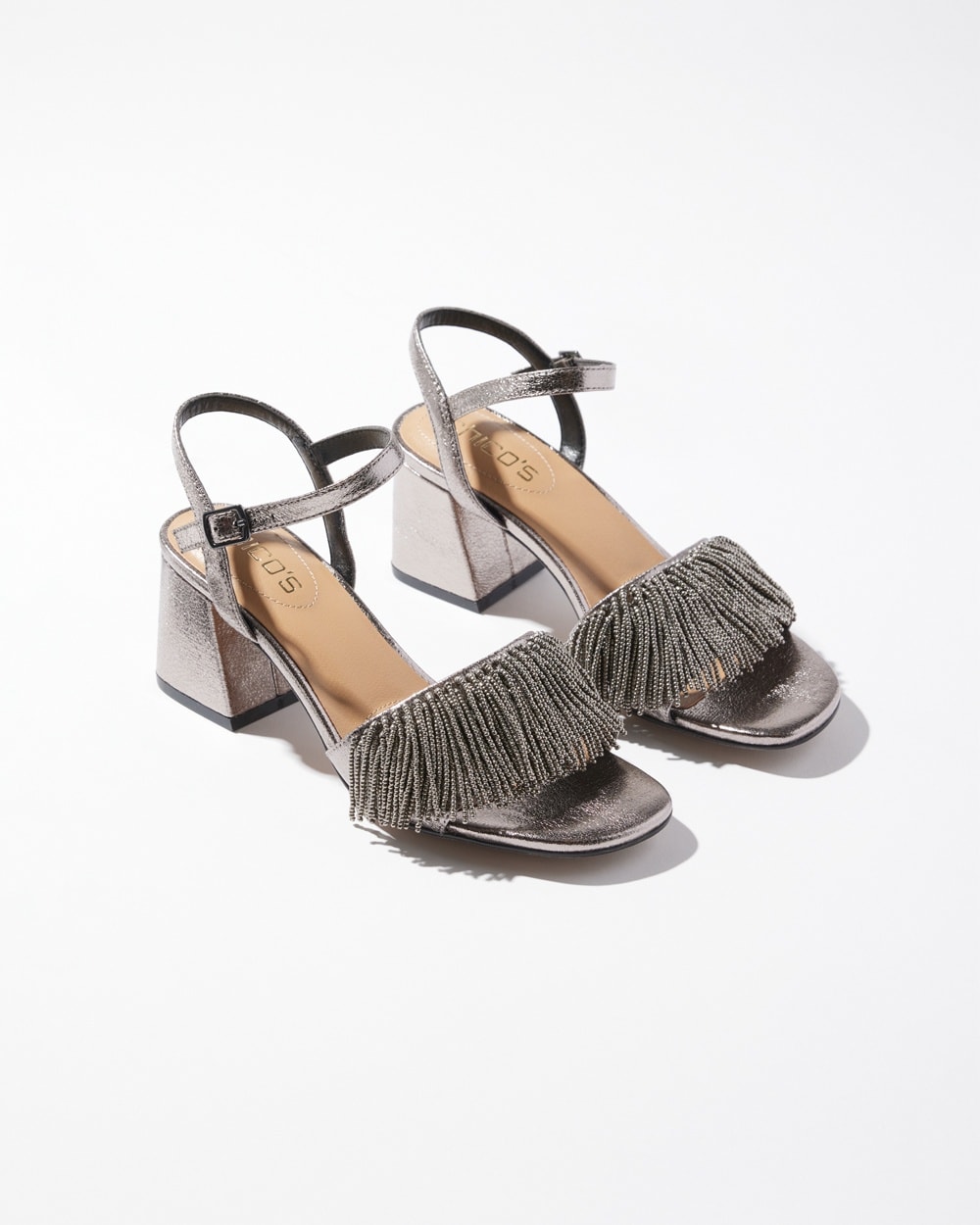 Chico's Ponchos & Ruanas | Beaded Fringe Heels Pewter