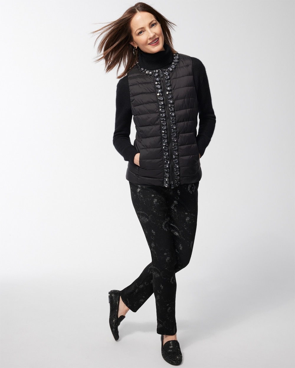 Chico's Jackets & Coats | Embellished Puffer Vest French Roast