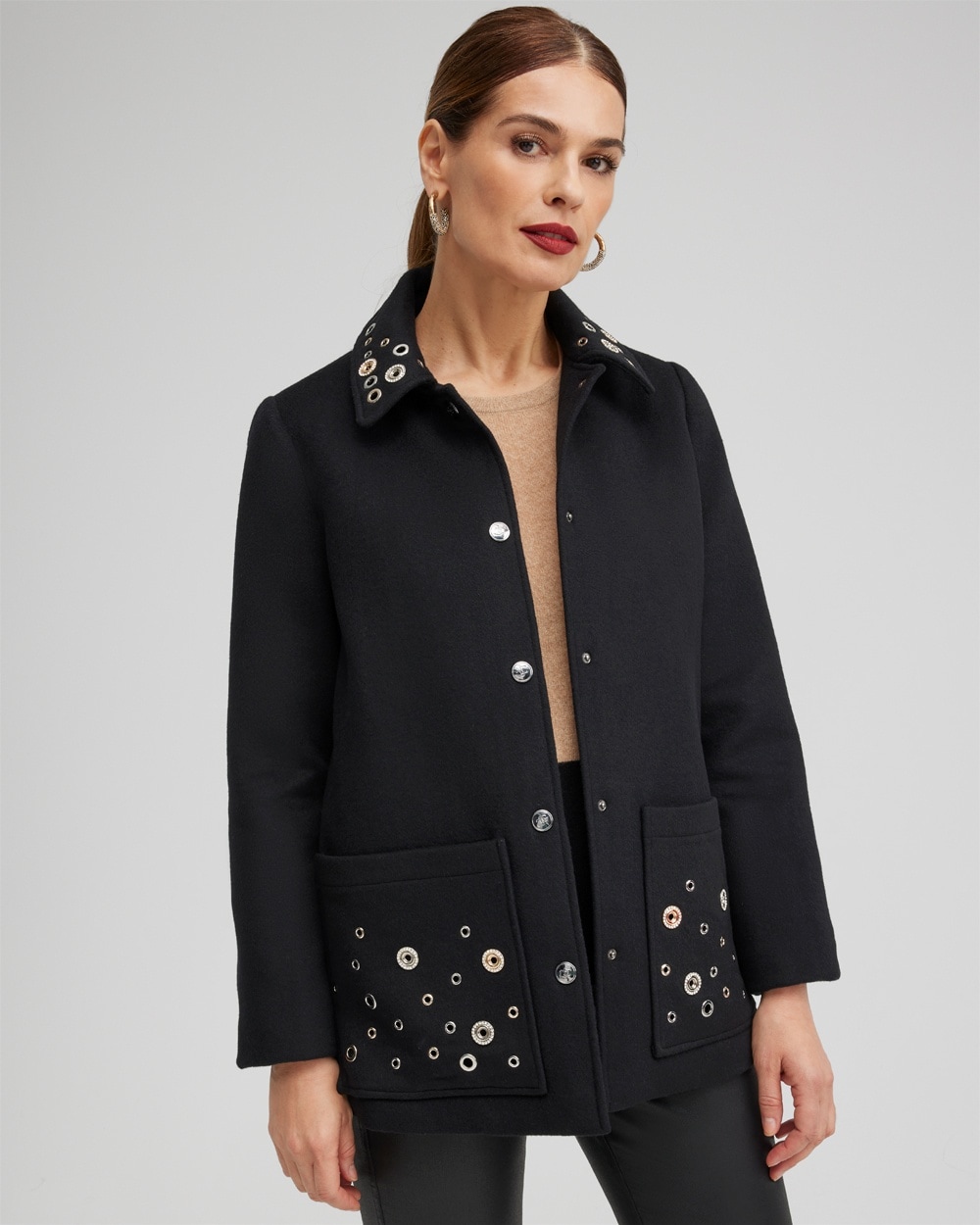 Chico's Jackets & Coats | Wool Blend Coat Black