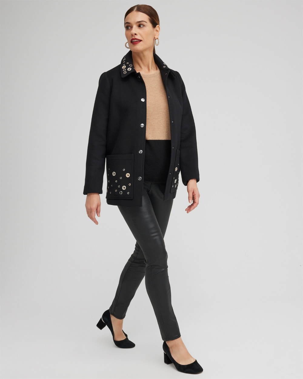 Chico's | Petite Wool Blend Coat Black