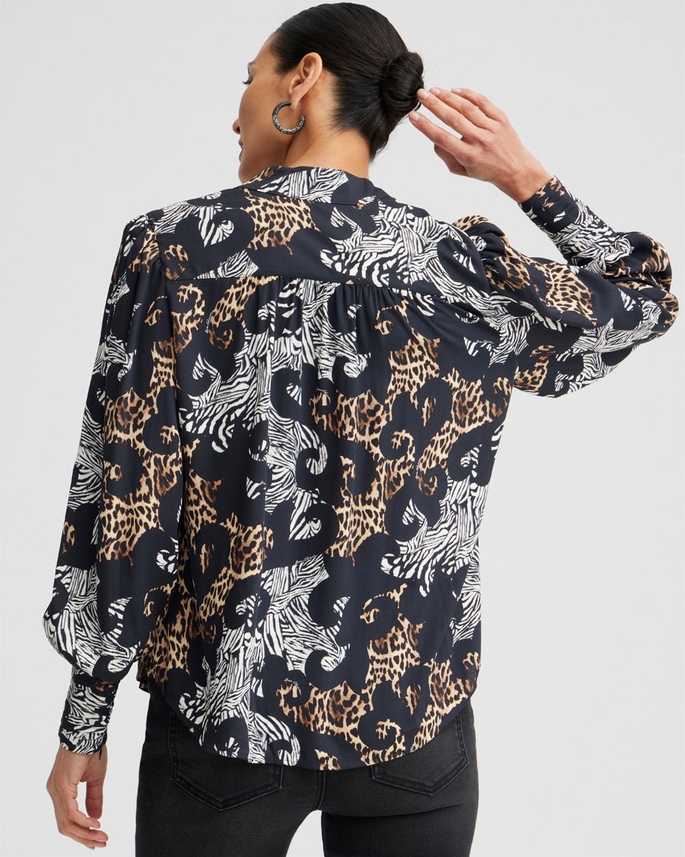 Chico's Best Sellers | Mixed Animal Print Shirt Black