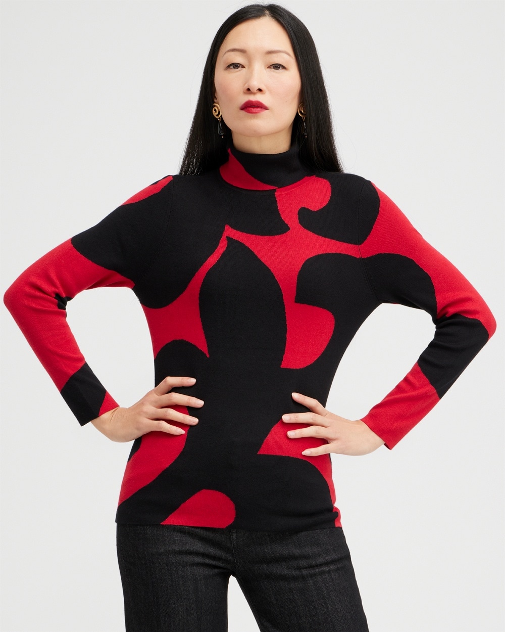 Chico's Sweaters | ECOVERO Scrolls Turtleneck Sweater Wild Poppy