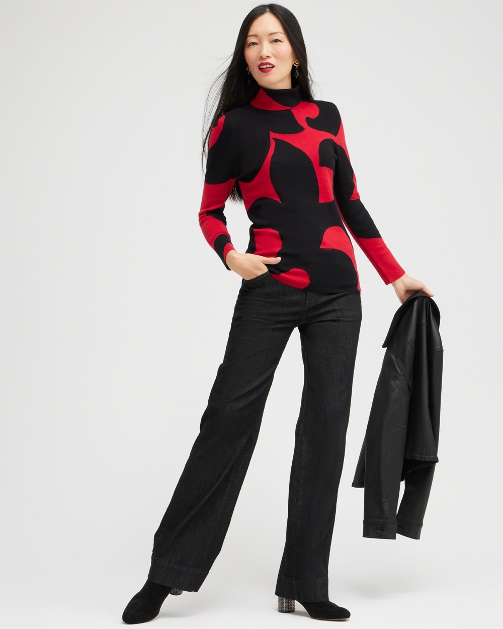 Chico's Sweaters | ECOVERO Scrolls Turtleneck Sweater Wild Poppy