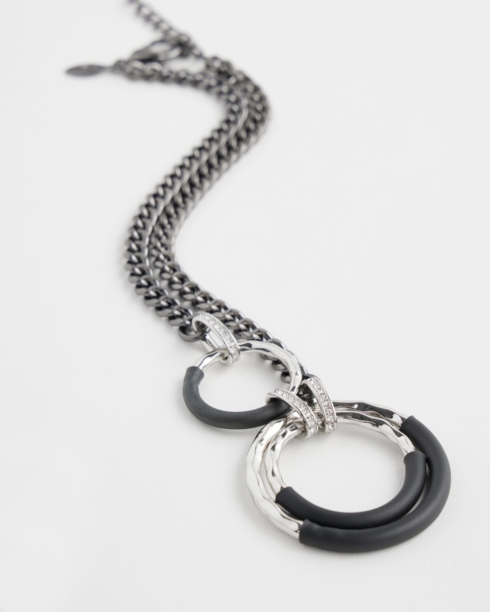 Chico's Necklaces | Pavu00E9 Detail Pendant Necklace Black/Silver