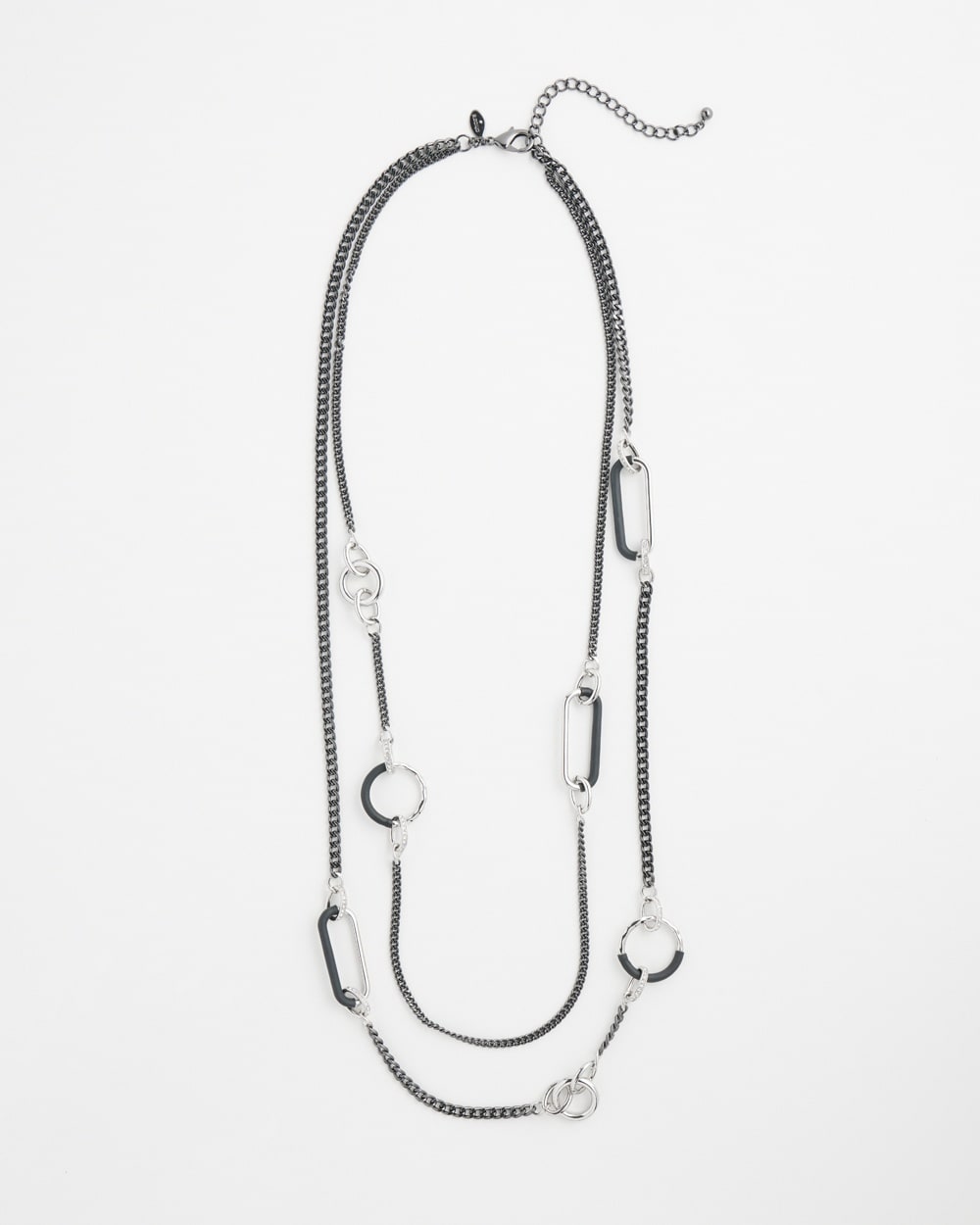 Chico's Necklaces | Long Double Chain Necklace Black/Silver