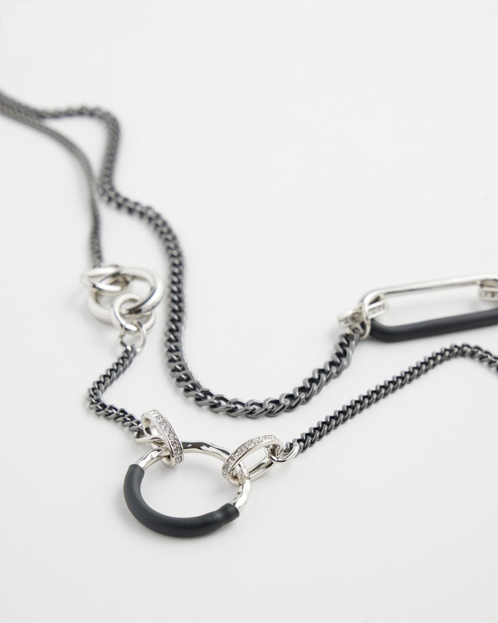 Chico's Necklaces | Long Double Chain Necklace Black/Silver