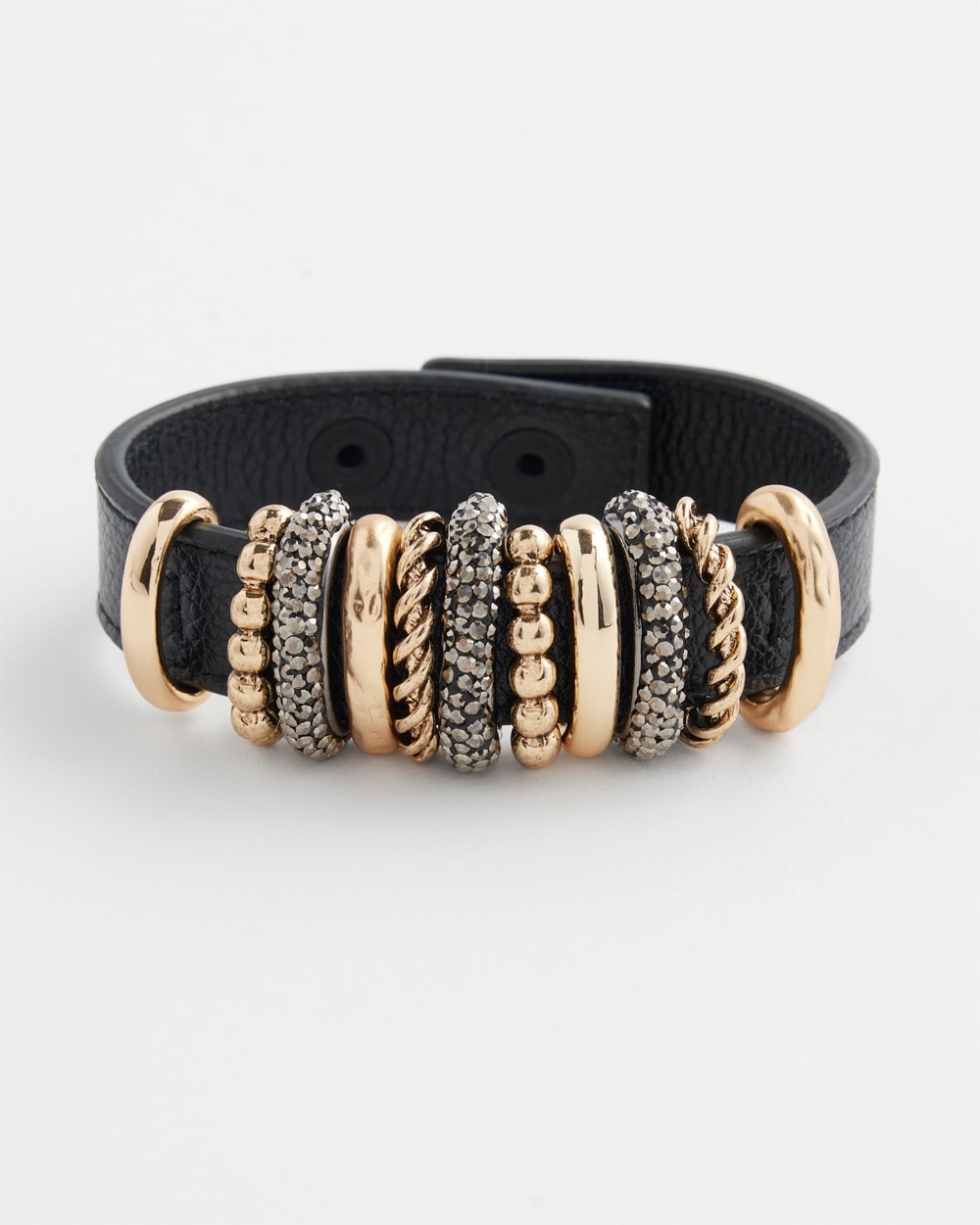 Chico's | Mixed Metal Leather Bracelet Gold / Hemi