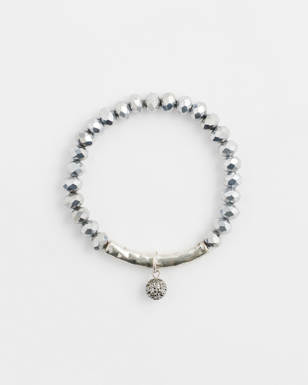 Chico's | Disco Ball Dangle Stretch Bracelet Silver