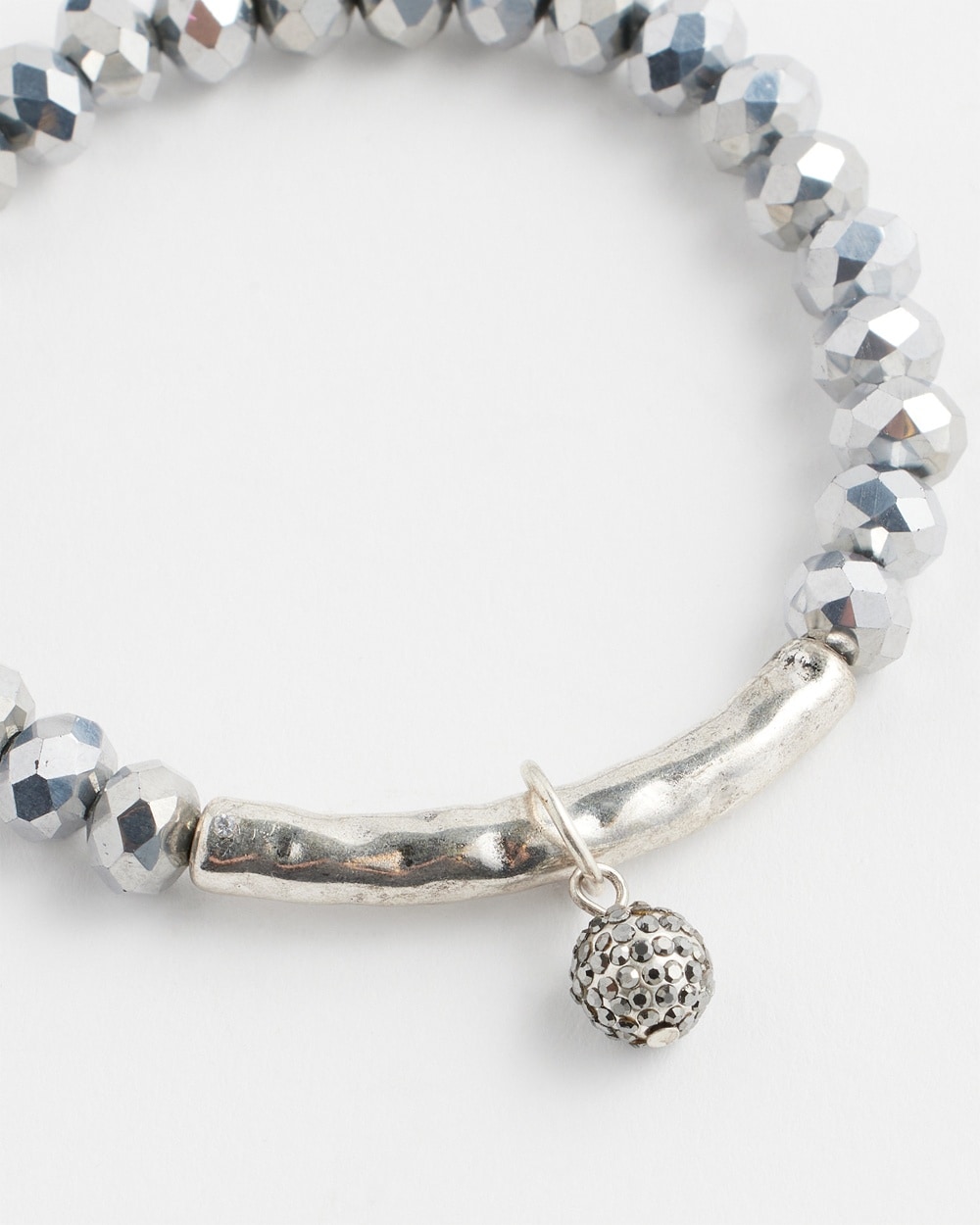 Chico's | Disco Ball Dangle Stretch Bracelet Silver