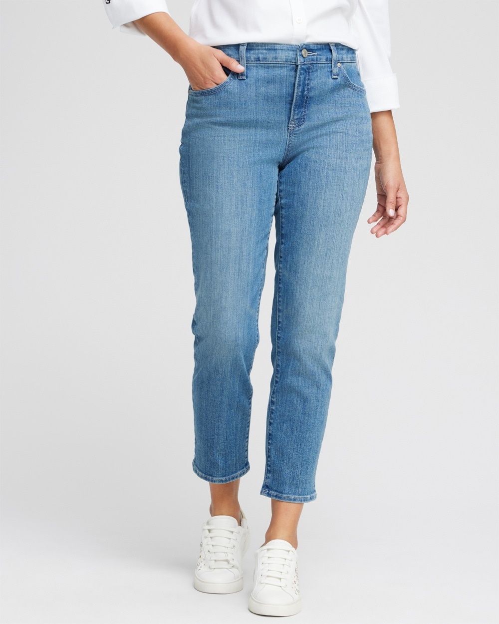 Chico's Jeans & Denim | Girlfriend Fray Hem Crops Mill Street Indigo