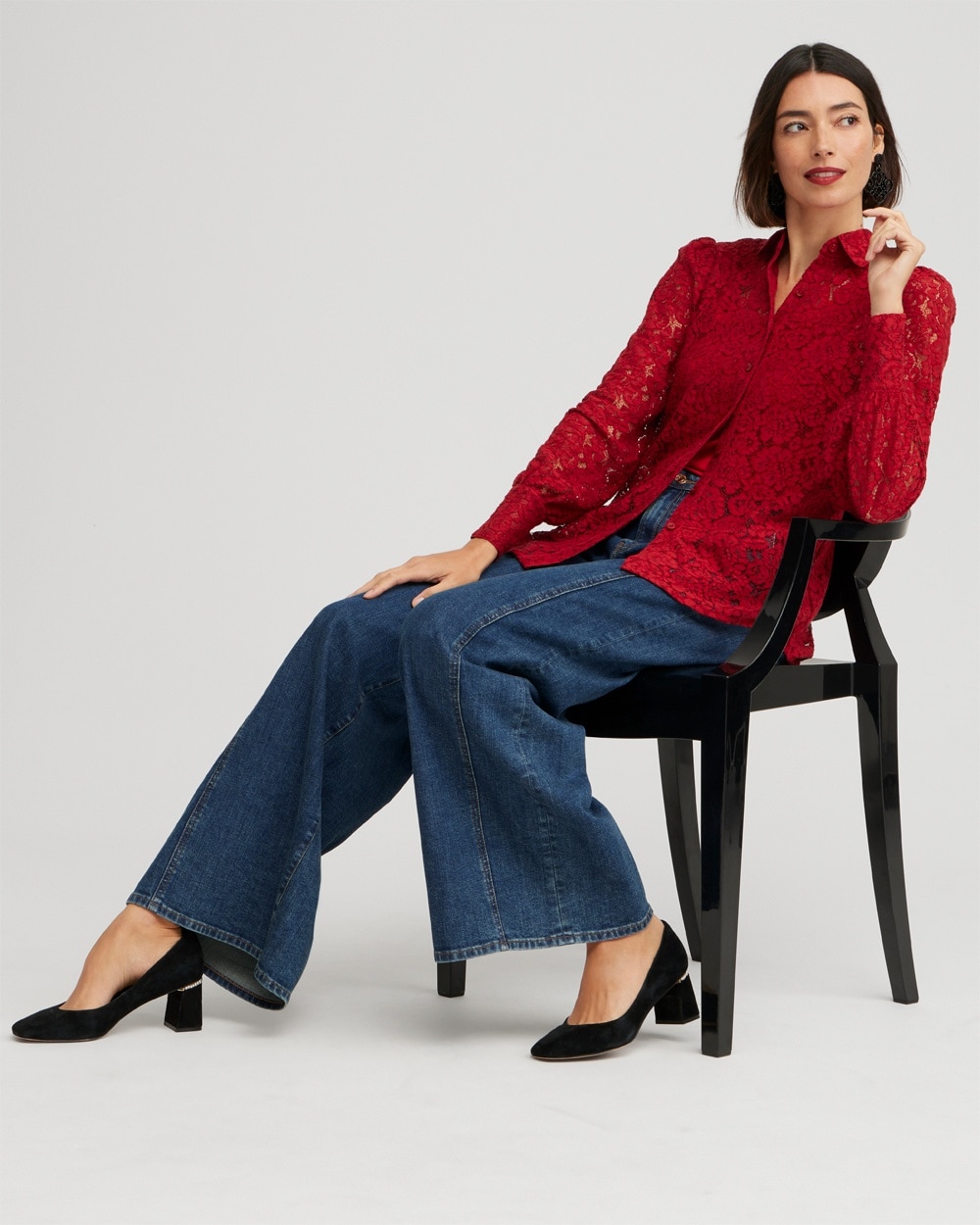 Chico's Best Sellers | Red Lace Shirt Red Allure