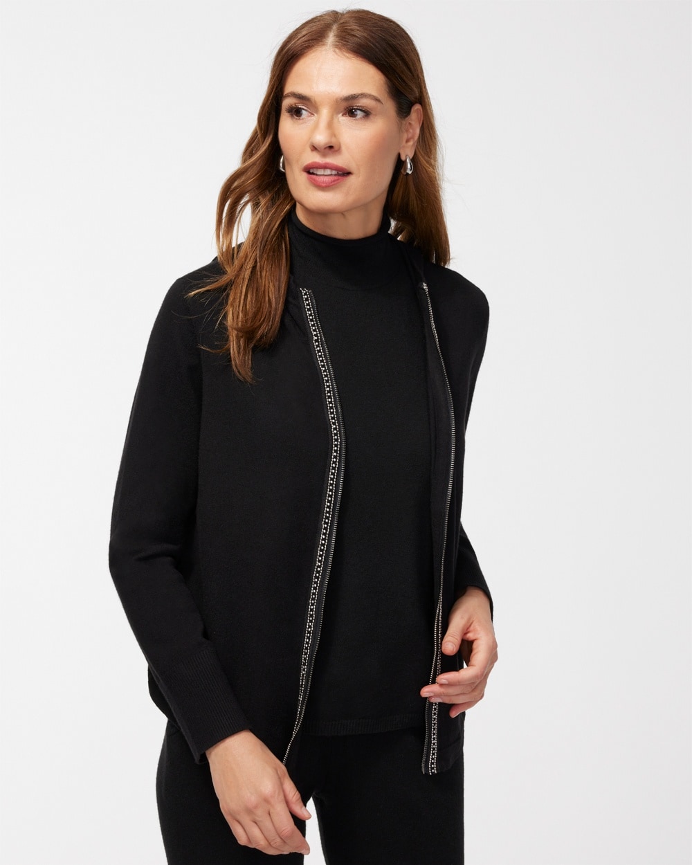 Chico's Jackets & Coats | Zenergy Luxe Cashmere Blend Sweater Black