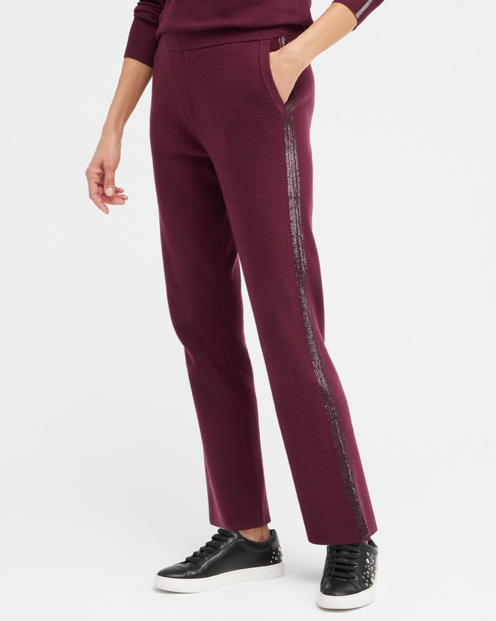 Chico's Pants | Zenergy Luxe Cashmere Blend Sequin Pants Deep Merlot