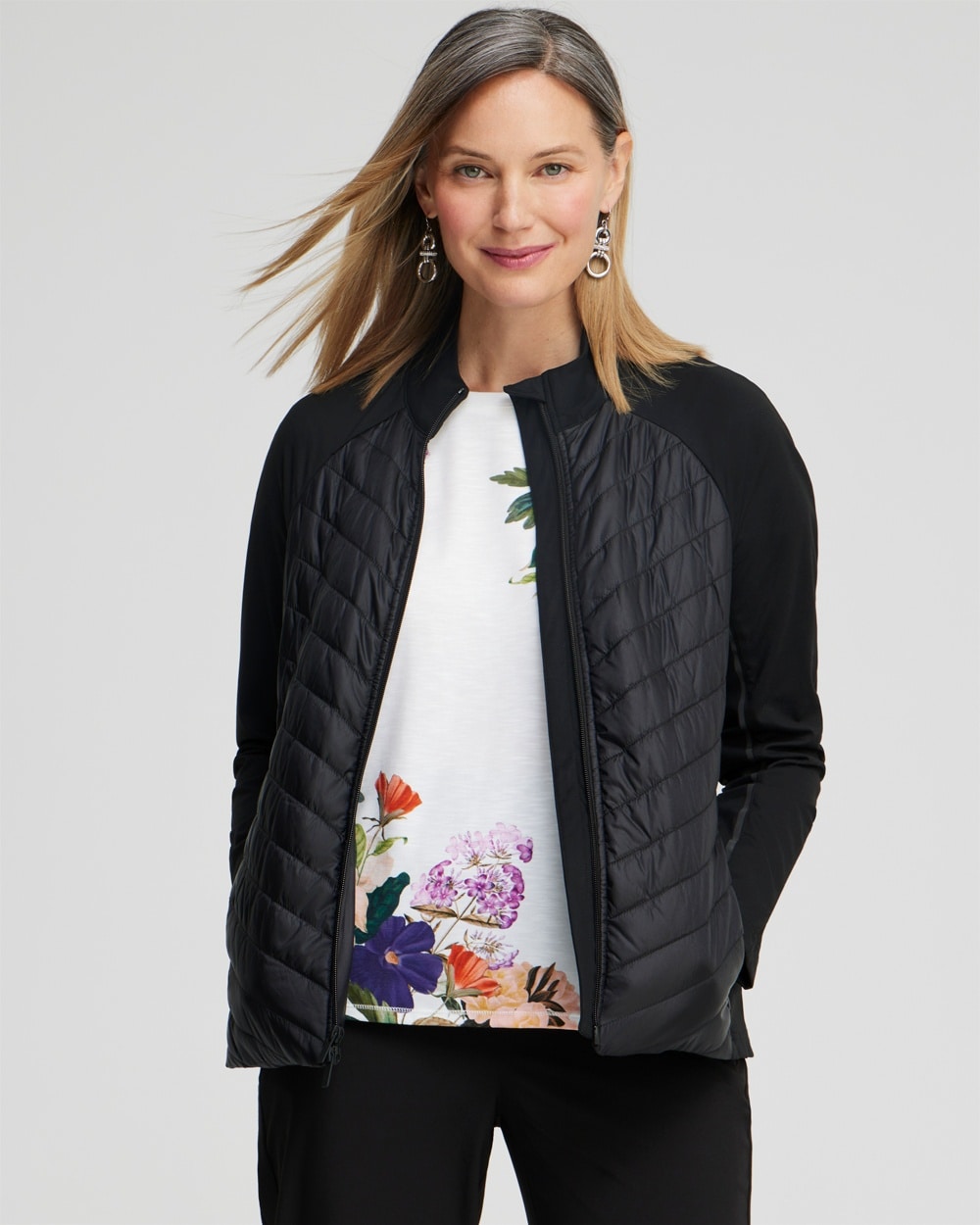 Chico's Jackets & Coats | Zenergy® Puffer Knit Mix Jacket Black