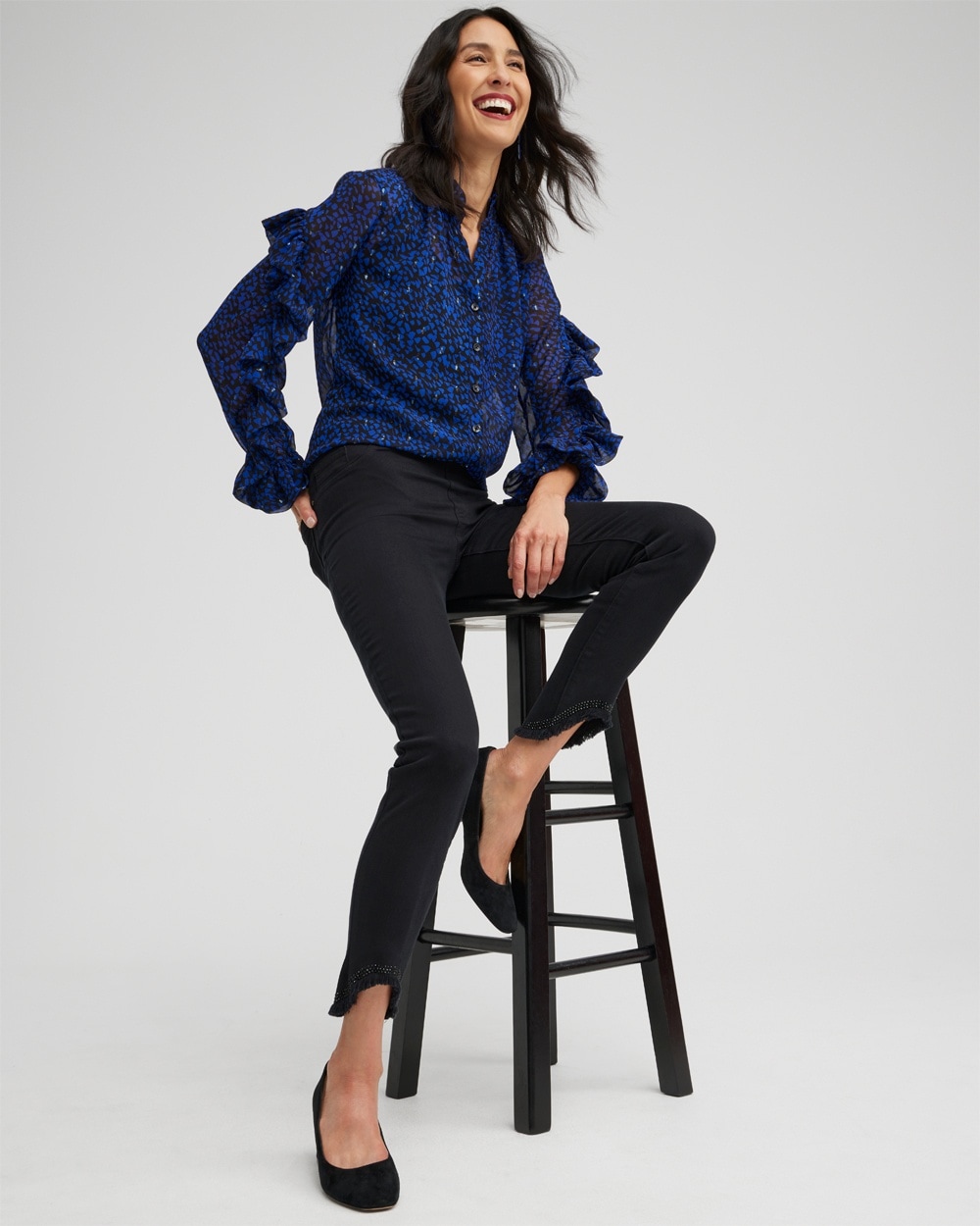 Chico's Jeans & Denim | Embellished Tulip Hem Pull-on Jeggings Black