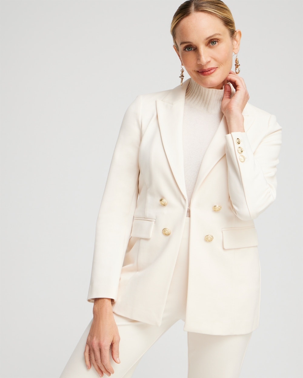 Chico's Jackets & Coats | Ponte Blazer English Cream