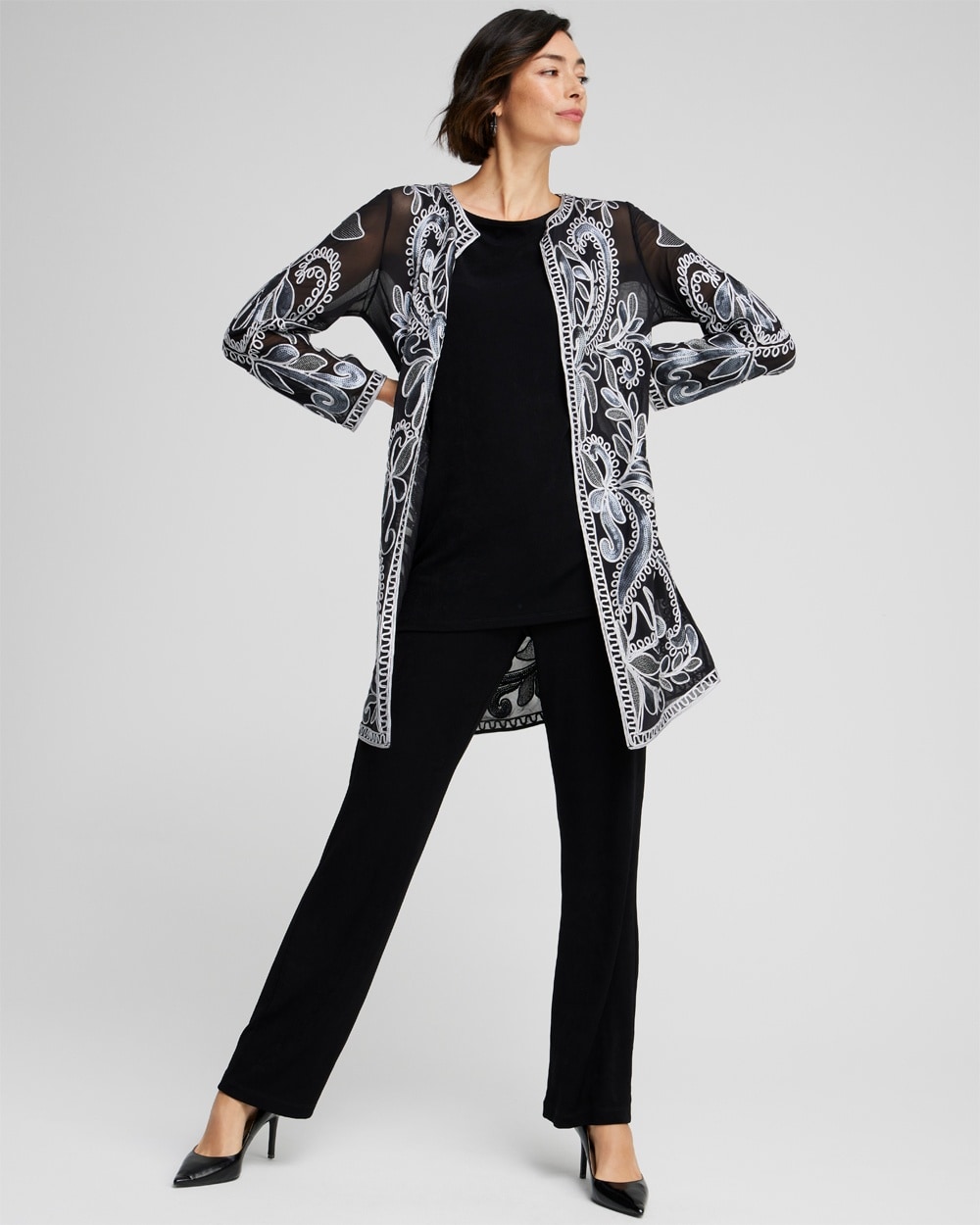 Chico's Jackets & Coats | Travelers™ Collection Embellished Jacket Travelers Black