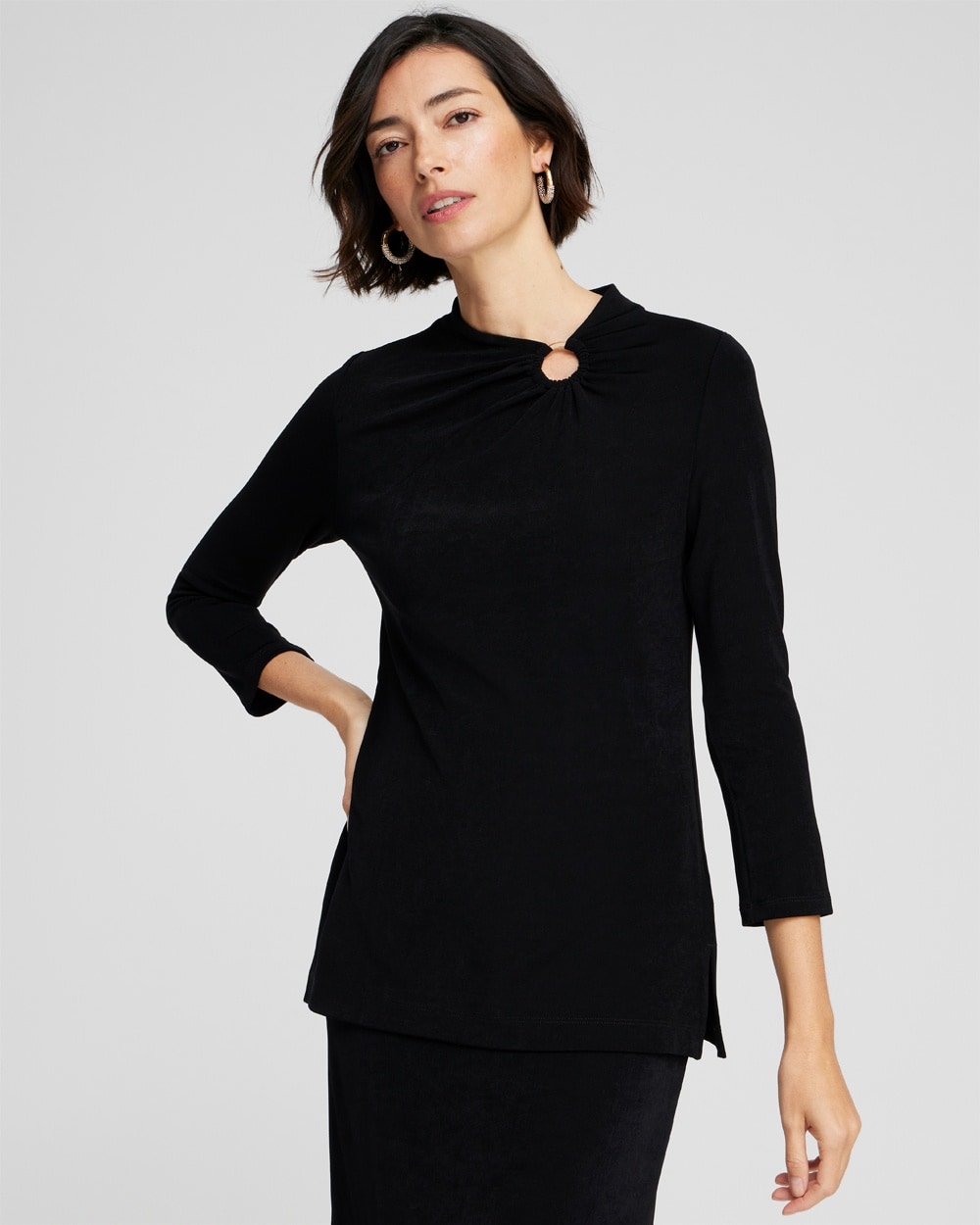 Chico's | Travelers™ Ruched Ring Top Travelers Black