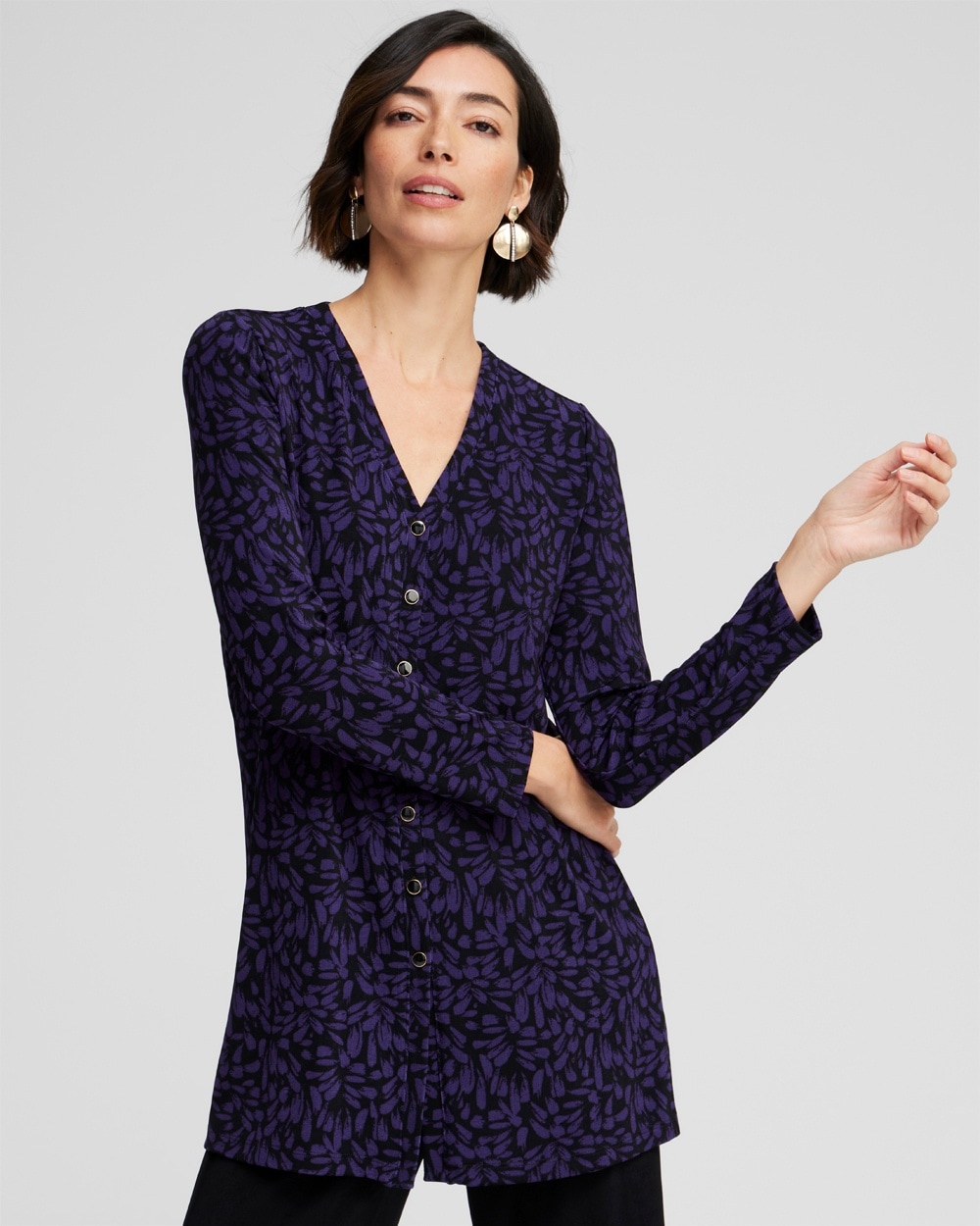 Chico's | Travelers™ Button Front Cardigan Midnight Violet