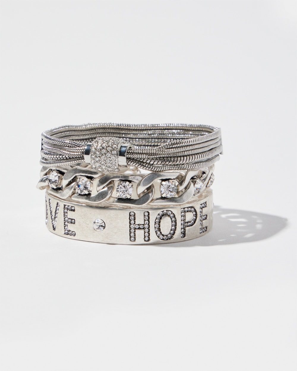 Chico's | Love & Hope Bangle Bracelet Silver