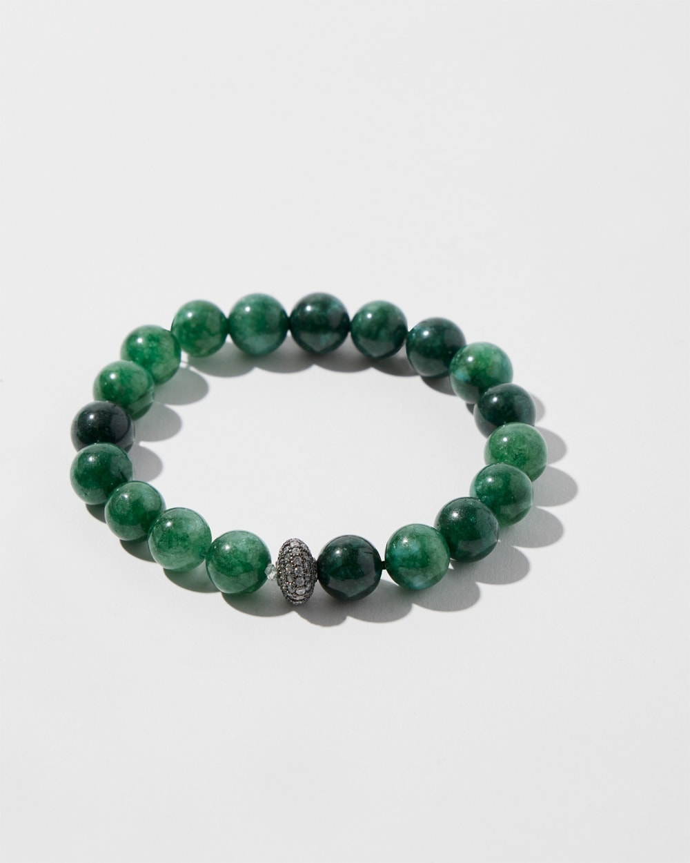 Chico's | Jade Pavu00E9 Rondelle Stretch Bracelet Green