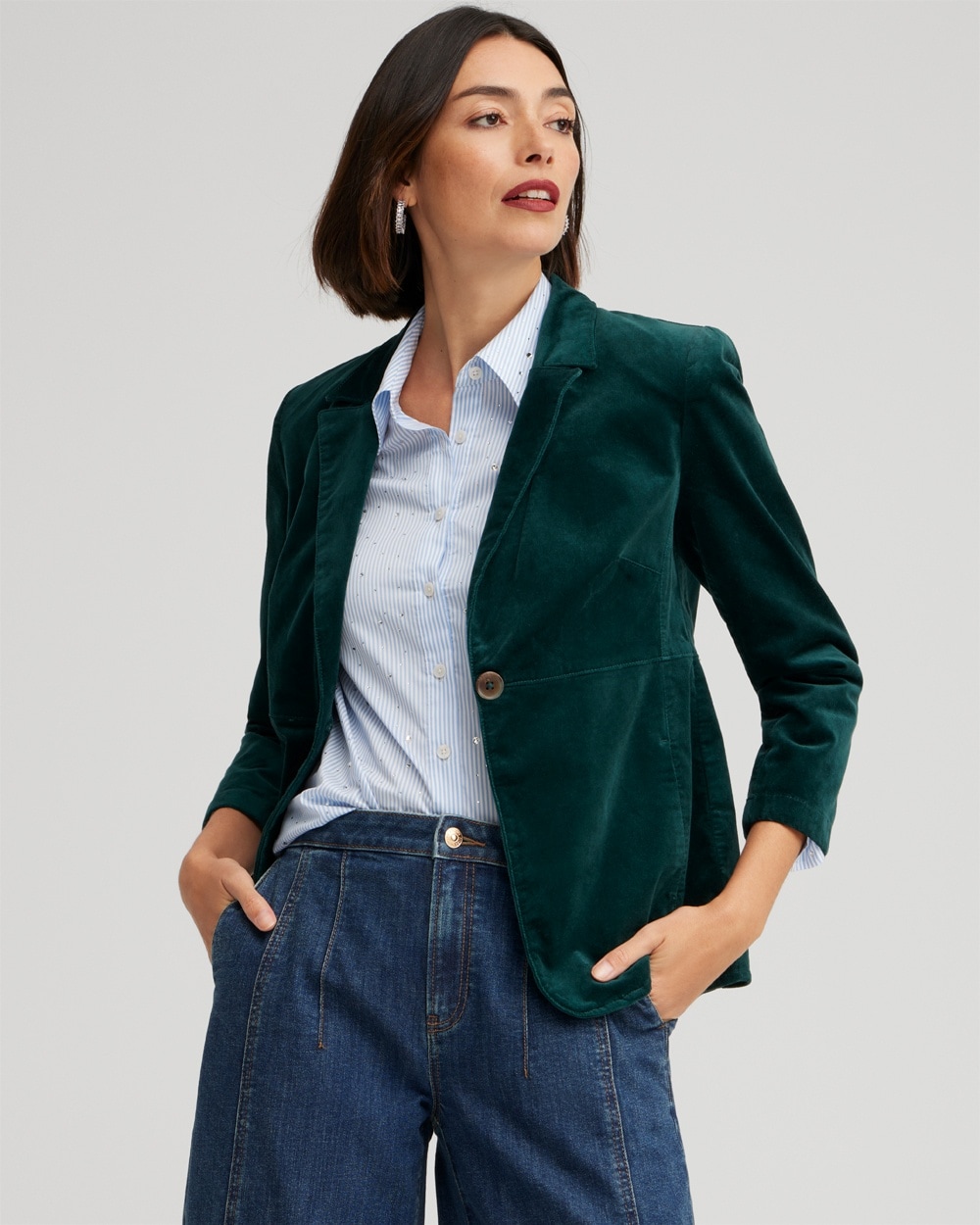 Chico's Jackets & Coats | Velvet Blazer Enchanted Forest