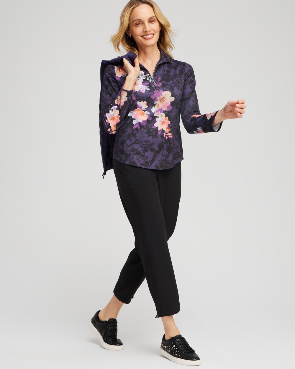 Chico's Activewear | Zenergy® UPF Floral Long Sleeve Top Dewberry